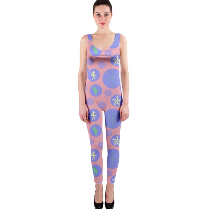 Pink Retro Dots OnePiece Catsuit