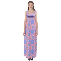 Pink Retro Dots Empire Waist Maxi Dress by snowwhitegirl