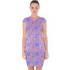 Pink Retro Dots Capsleeve Drawstring Dress  by snowwhitegirl