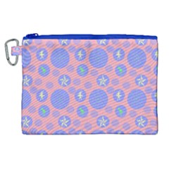 Pink Retro Dots Canvas Cosmetic Bag (xl)