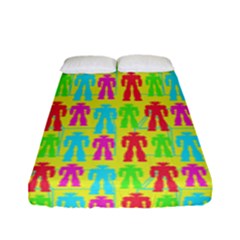 Colorful Robots Fitted Sheet (full/ Double Size) by snowwhitegirl