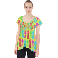 Colorful Robots Lace Front Dolly Top by snowwhitegirl