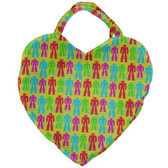 Colorful Robots Giant Heart Shaped Tote