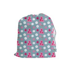 Pink Dress Blue Drawstring Pouches (large)  by snowwhitegirl