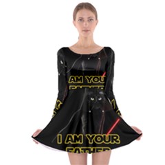 Darth Vader Cat Long Sleeve Skater Dress by Valentinaart