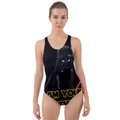 Darth Vader Cat Cut-out Back One Piece Swimsuit by Valentinaart