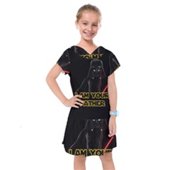 Darth Vader Cat Kids  Drop Waist Dress by Valentinaart