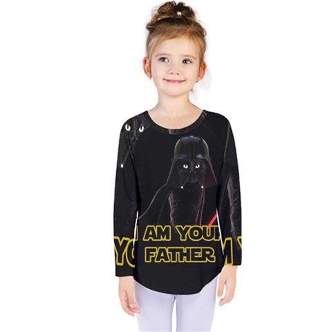 Darth Vader Cat Kids  Long Sleeve Tee by Valentinaart