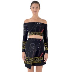 Darth Vader Cat Off Shoulder Top With Skirt Set by Valentinaart