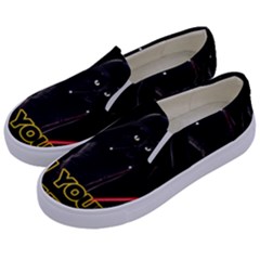 Darth Vader Cat Kids  Canvas Slip Ons by Valentinaart