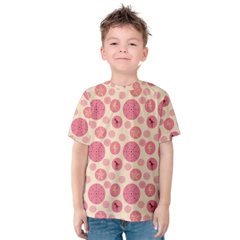 Cream Retro Dots Kids  Cotton Tee by snowwhitegirl