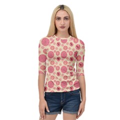 Cream Retro Dots Quarter Sleeve Raglan Tee