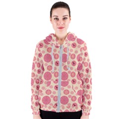 Cream Retro Dots Women s Zipper Hoodie by snowwhitegirl