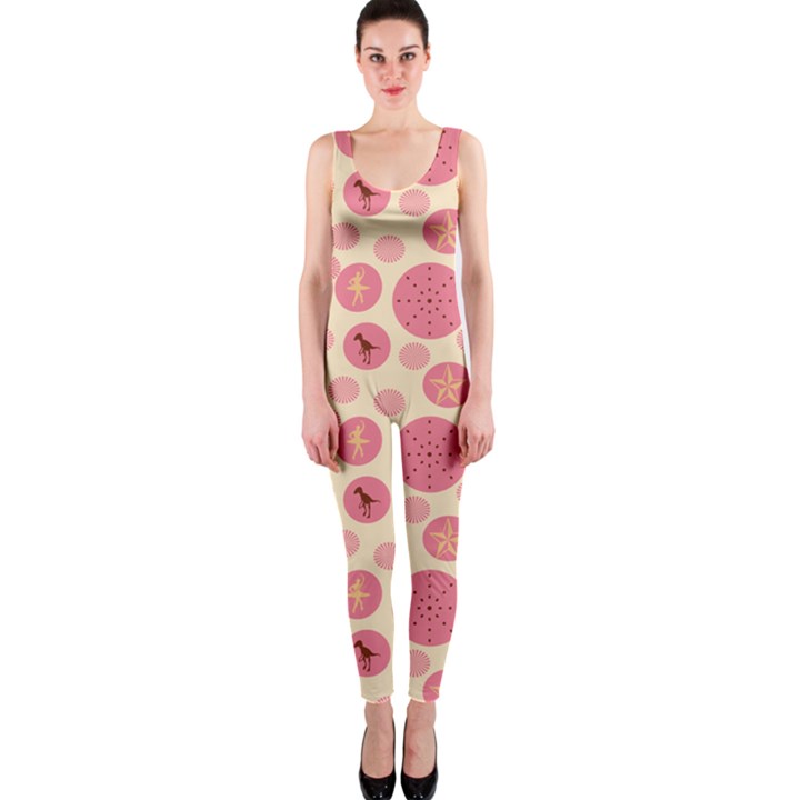 Cream Retro Dots OnePiece Catsuit