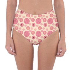 Cream Retro Dots Reversible High-waist Bikini Bottoms