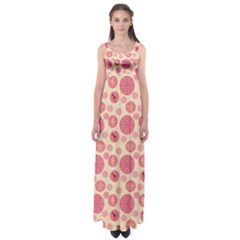 Cream Retro Dots Empire Waist Maxi Dress by snowwhitegirl