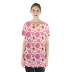 Cream Retro Dots Skirt Hem Sports Top