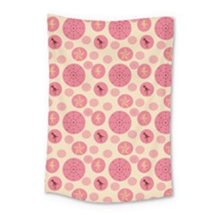 Cream Retro Dots Small Tapestry by snowwhitegirl