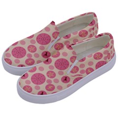 Cream Retro Dots Kids  Canvas Slip Ons