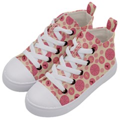 Cream Retro Dots Kid s Mid-top Canvas Sneakers by snowwhitegirl