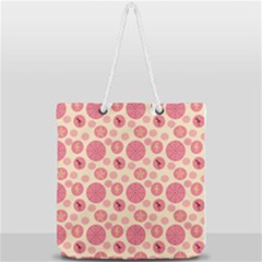 Cream Retro Dots Full Print Rope Handle Tote (large)