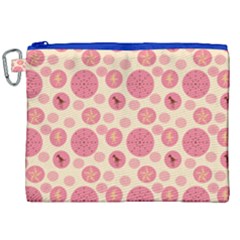 Cream Retro Dots Canvas Cosmetic Bag (xxl)