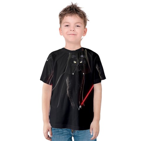 Darth Vader Cat Kids  Cotton Tee by Valentinaart