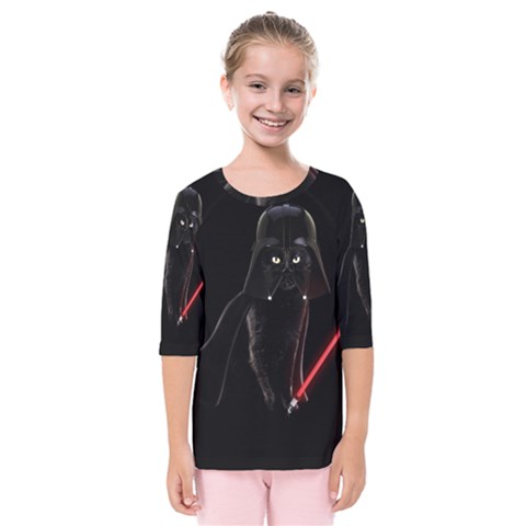 Darth Vader Cat Kids  Quarter Sleeve Raglan Tee by Valentinaart