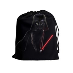 Darth Vader Cat Drawstring Pouches (extra Large) by Valentinaart