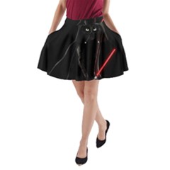 Darth Vader Cat A-line Pocket Skirt by Valentinaart