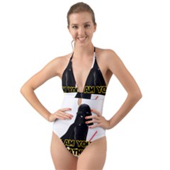 Darth Vader Cat Halter Cut-out One Piece Swimsuit by Valentinaart