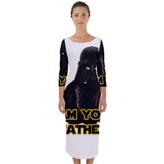 Darth Vader Cat Quarter Sleeve Midi Bodycon Dress by Valentinaart