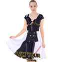 Darth Vader Cat Cap Sleeve Front Wrap Midi Dress View1