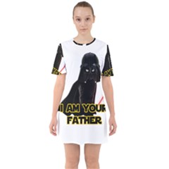 Darth Vader Cat Sixties Short Sleeve Mini Dress by Valentinaart