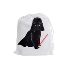 Darth Vader Cat Drawstring Pouches (large)  by Valentinaart