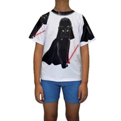 Darth Vader Cat Kids  Short Sleeve Swimwear by Valentinaart