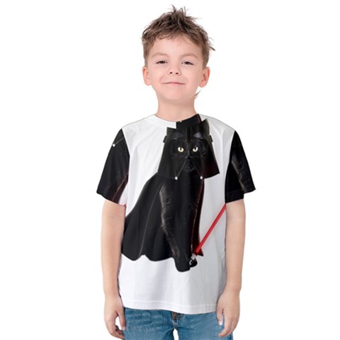 Darth Vader Cat Kids  Cotton Tee by Valentinaart