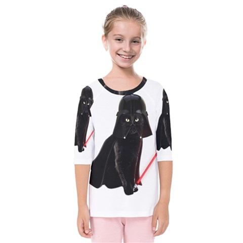 Darth Vader Cat Kids  Quarter Sleeve Raglan Tee by Valentinaart