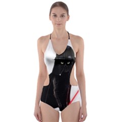 Darth Vader Cat Cut-out One Piece Swimsuit by Valentinaart