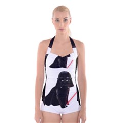 Darth Vader Cat Boyleg Halter Swimsuit  by Valentinaart