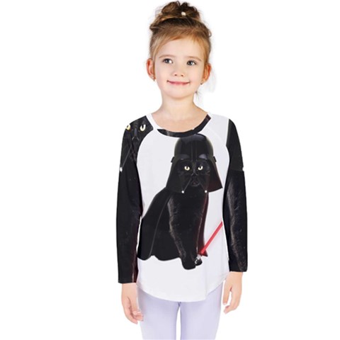 Darth Vader Cat Kids  Long Sleeve Tee by Valentinaart