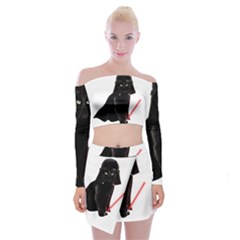 Darth Vader Cat Off Shoulder Top With Mini Skirt Set by Valentinaart