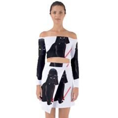 Darth Vader Cat Off Shoulder Top With Skirt Set by Valentinaart