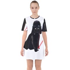 Darth Vader Cat Sixties Short Sleeve Mini Dress by Valentinaart