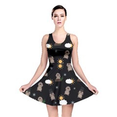 Groundhog Day Pattern Reversible Skater Dress by Valentinaart