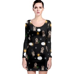 Groundhog Day Pattern Long Sleeve Bodycon Dress by Valentinaart