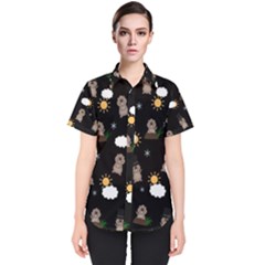 Groundhog Day Pattern Women s Short Sleeve Shirt