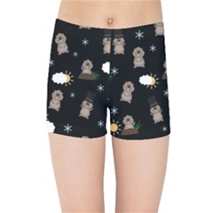 Groundhog Day Pattern Kids Sports Shorts by Valentinaart