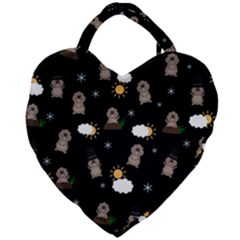 Groundhog Day Pattern Giant Heart Shaped Tote by Valentinaart