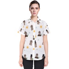 Groundhog Day Pattern Women s Short Sleeve Shirt